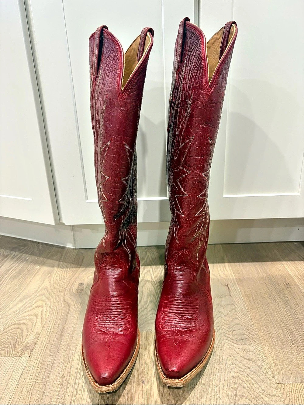Tecovas Loretta Ruby Red Goat Western Leather Heeled Boots Red US 10